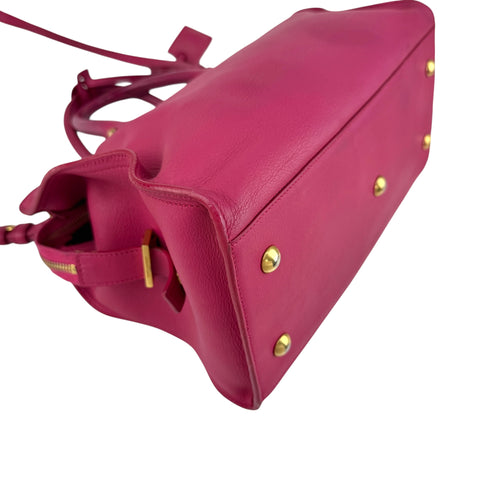 Saint Laurent Fuchsia Calfskin Leather Classic Medium Y Cabas Bag