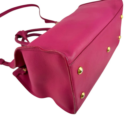 Saint Laurent Fuchsia Calfskin Leather Classic Medium Y Cabas Bag