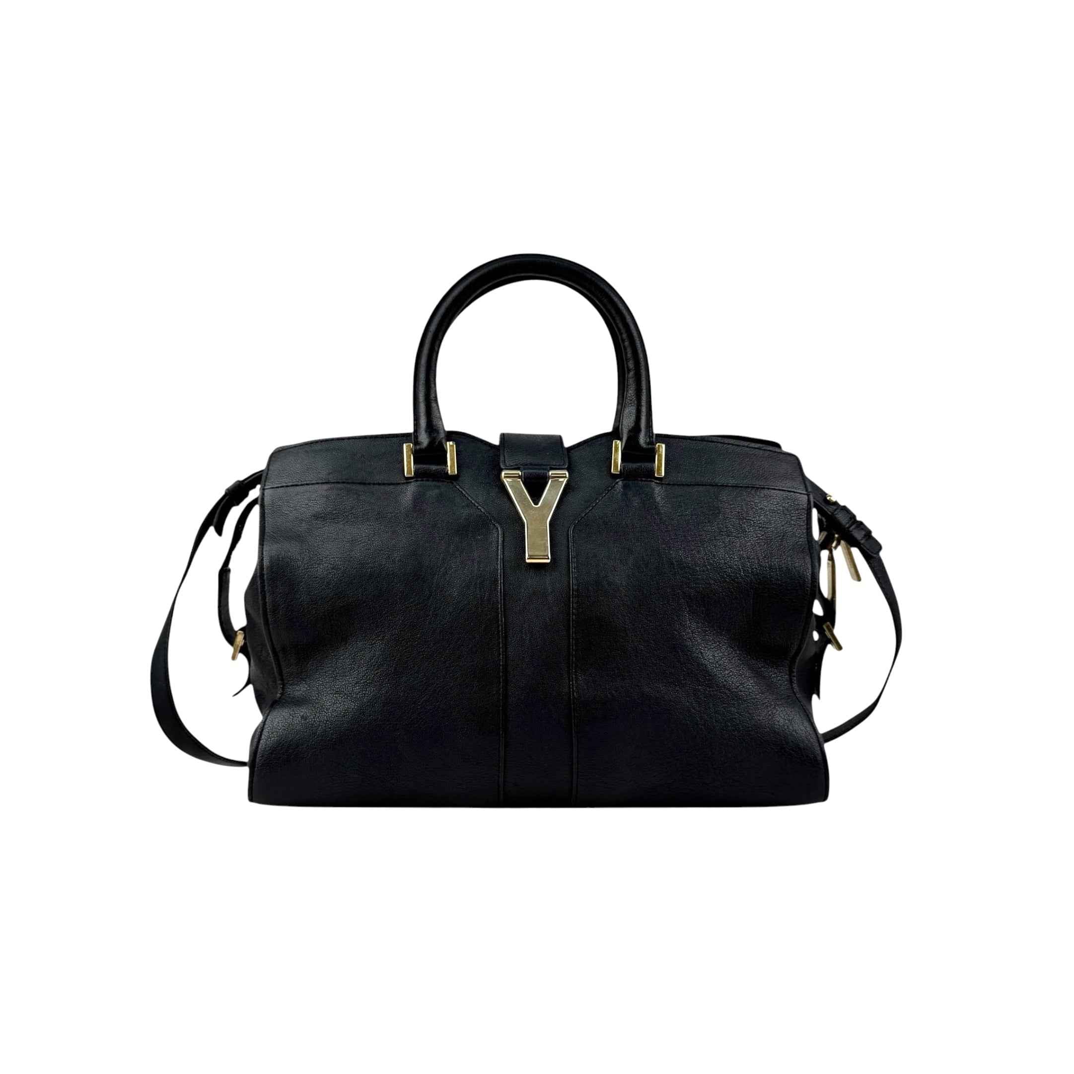 Yves Saint Laurent Black Calfskin Leather Cabas ChYc Bag