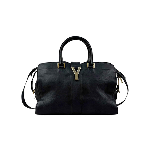 Yves Saint Laurent Black Calfskin Leather Cabas ChYc Bag