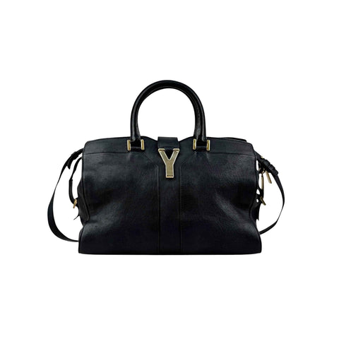 Yves Saint Laurent Black Calfskin Leather Cabas ChYc Bag