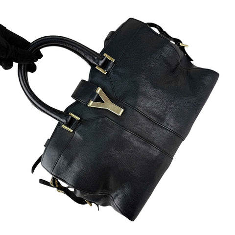 Yves Saint Laurent Black Calfskin Leather Cabas ChYc Bag