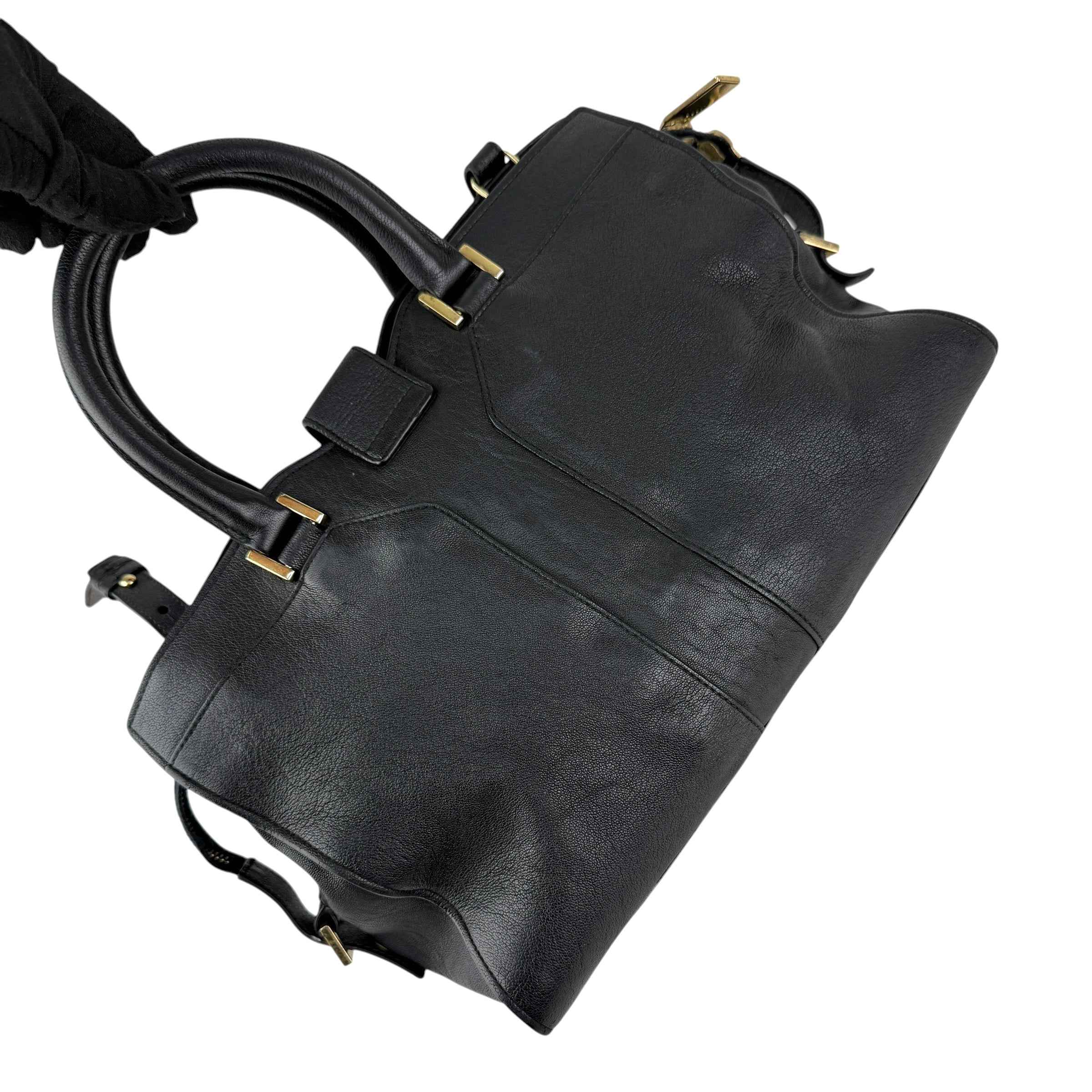 Yves Saint Laurent Black Calfskin Leather Cabas ChYc Bag