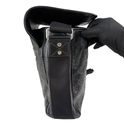 Gucci Black Guccissima Rubber Medium Messenger Bag