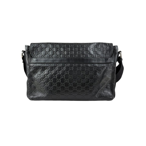 Gucci Black Guccissima Rubber Medium Messenger Bag