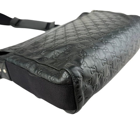 Gucci Black Guccissima Rubber Medium Messenger Bag
