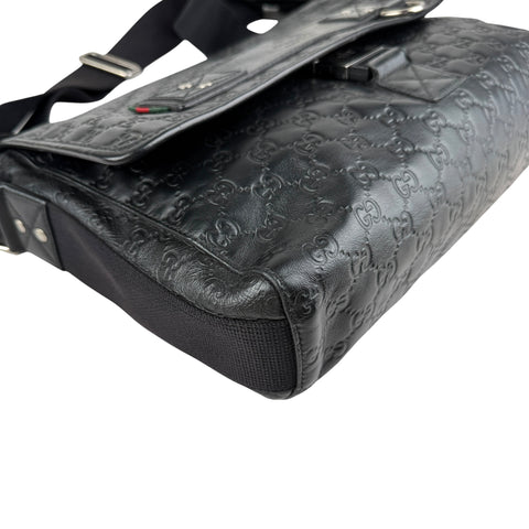 Gucci Black Guccissima Rubber Medium Messenger Bag