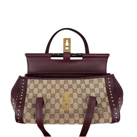 Gucci Beige/Ebony GG Canvas Bamboo Bullet Tote bag