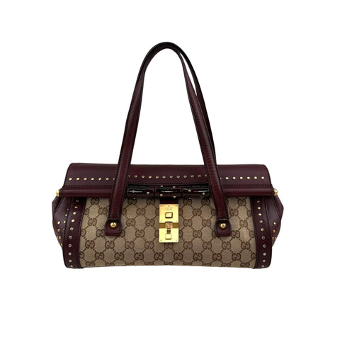 Gucci Beige/Ebony GG Canvas Bamboo Bullet Tote bag