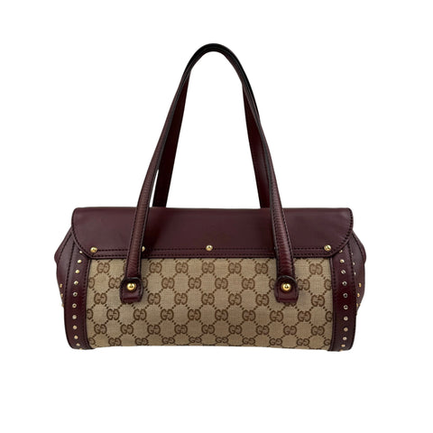 Gucci Beige/Ebony GG Canvas Bamboo Bullet Tote bag