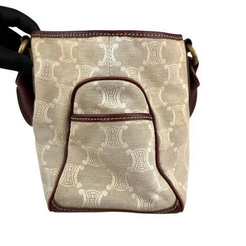 Celine Brown/Beige Macadam Canvas Leather Boogie Tote