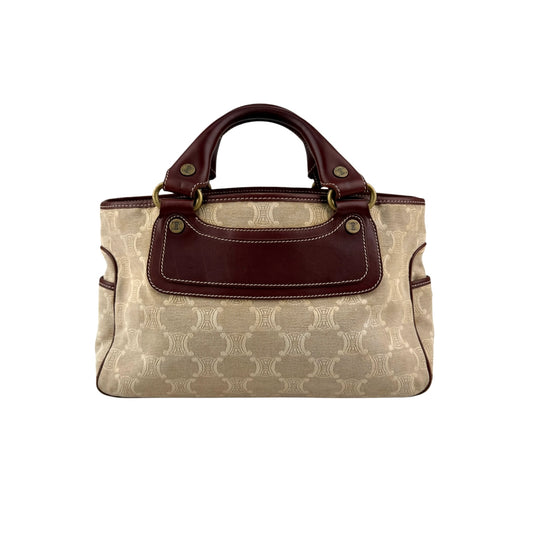 Celine Brown/Beige Macadam Canvas Leather Boogie Tote