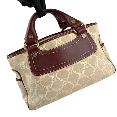 Celine Brown/Beige Macadam Canvas Leather Boogie Tote