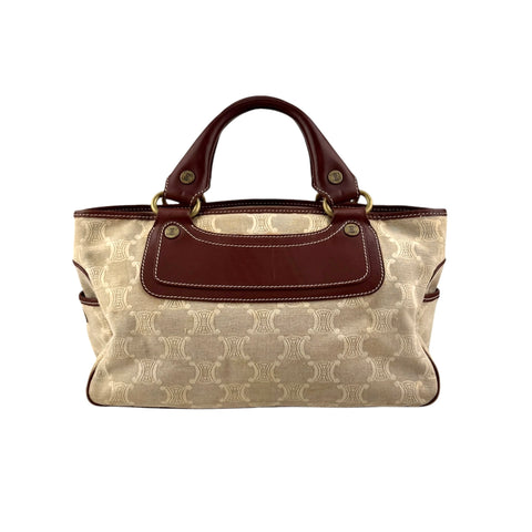 Celine Brown/Beige Macadam Canvas Leather Boogie Tote