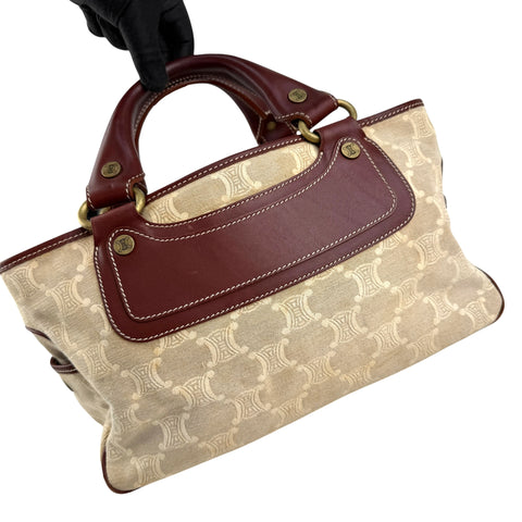 Celine Brown/Beige Macadam Canvas Leather Boogie Tote