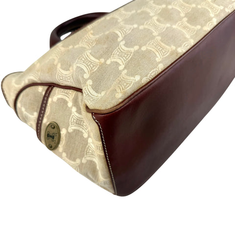 Celine Brown/Beige Macadam Canvas Leather Boogie Tote