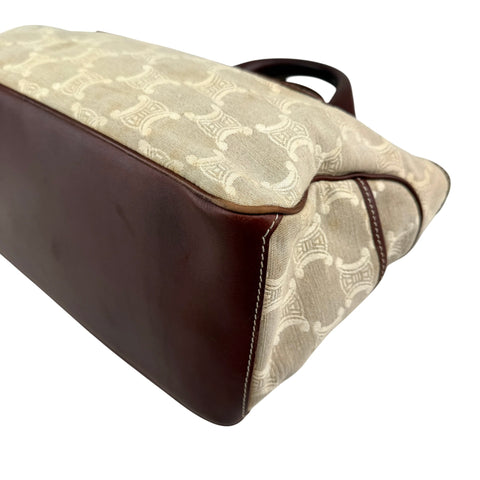 Celine Brown/Beige Macadam Canvas Leather Boogie Tote