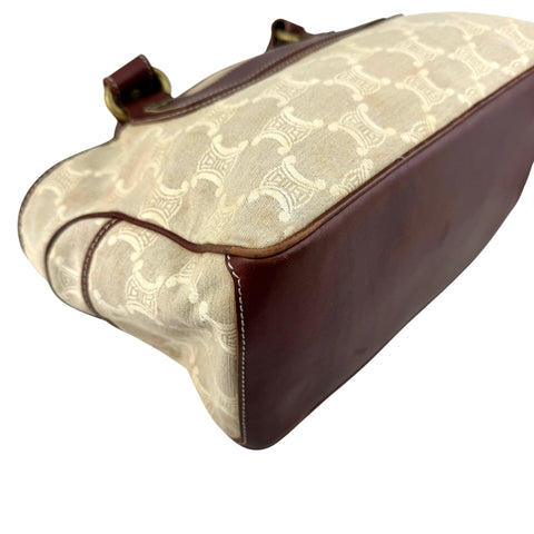 Celine Brown/Beige Macadam Canvas Leather Boogie Tote