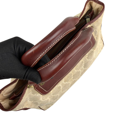 Celine Brown/Beige Macadam Canvas Leather Boogie Tote