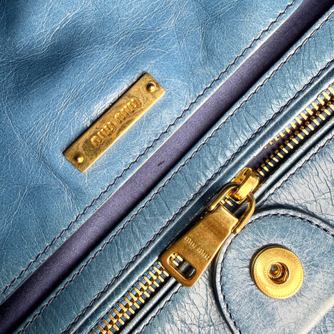Miu Miu vitello shine double zip satchel
