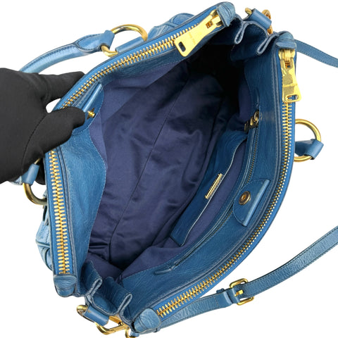Miu Miu vitello shine double zip satchel