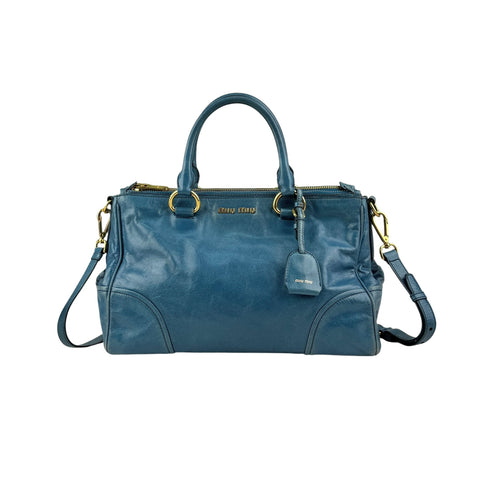 Miu Miu vitello shine double zip satchel