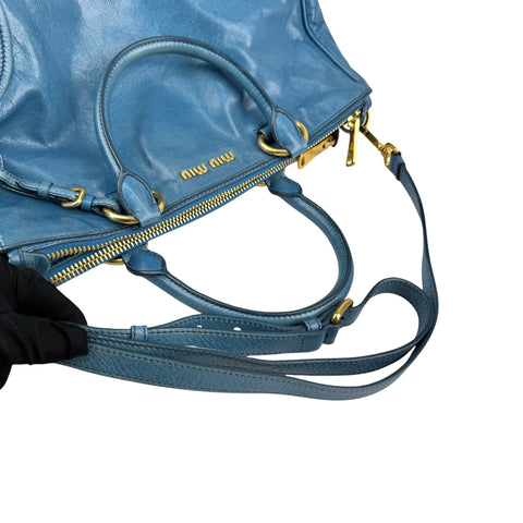 Miu Miu vitello shine double zip satchel