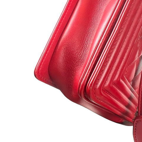 Chanel  Red Quilted Leather Large Boy Flap Bag