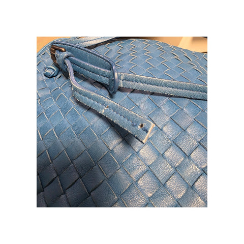 Bottega Veneta Blue Intrecciato Leather Nodini Crossbody Bag