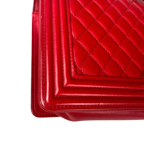 Chanel  Red Quilted Leather Large Boy Flap Bag