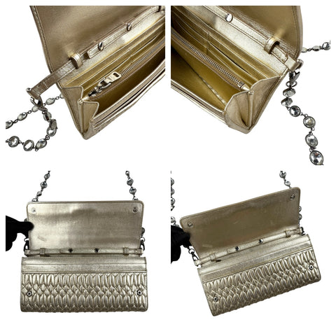 Miu Miu Continental Chain Wallet Matelasse Leather