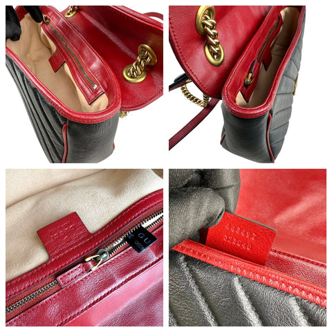 Gucci Black Shiny Quilted Marmont Large Shoulder Bag