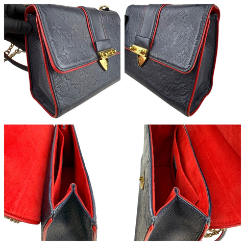 Louis Vuitton Monogram Empreinte Saint-Sulpice Chain Shoulder Bag Red Black