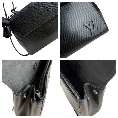 Louis Vuitton Cluny Microfiber Interior Shoulder Bag Black Leather