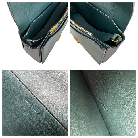 Celine Navy/Green Leather Frame Shoulder Bag