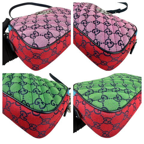 Gucci GG Marmont Shoulder Bag Multicolor Diagonal Quilted GG Canvas Small