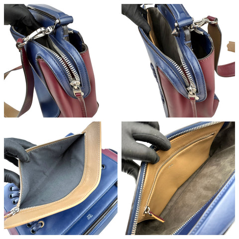 Fendi Dotcom Navy Leather Shoulder Bag