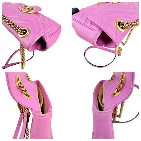 Gucci GG Marmont Medium Quilted Leather Shoulder Bag Pink