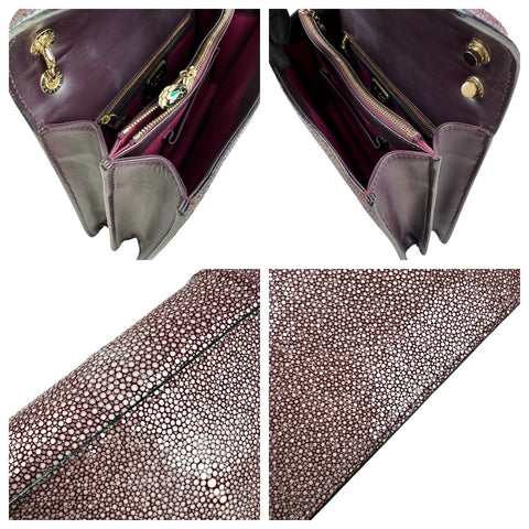 Bvlgari Plum Stingray and Leather Medium Serpenti Forever Shoulder Bag