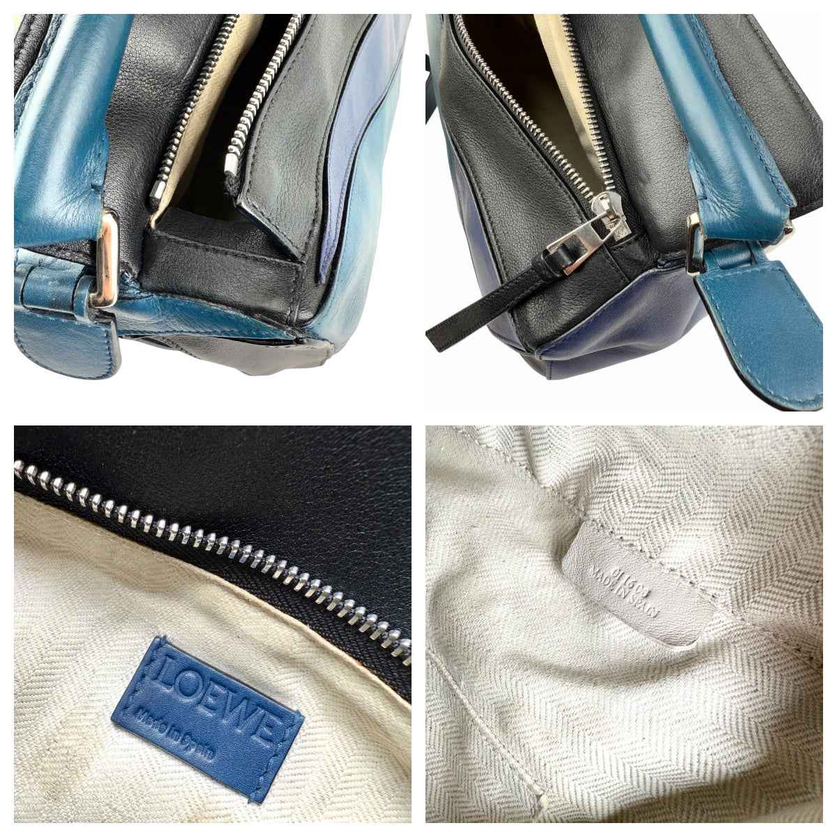 Loewe Calfskin Colorblock Medium Puzzle Bag Blue