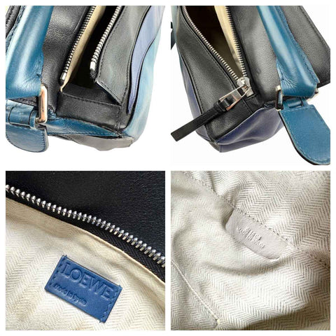 Loewe Calfskin Colorblock Medium Puzzle Bag Blue