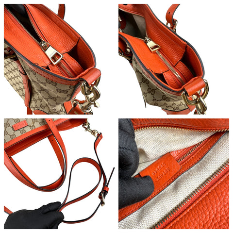 Gucci GG Canvas Hand Bag Beige Orange