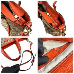 Pre-owned gucci-gg-canvas-hand-bag-beige-orange-front