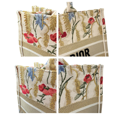 Dior Beige Multicolor Canvas Embroidered Hibiscus Medium Book Tote