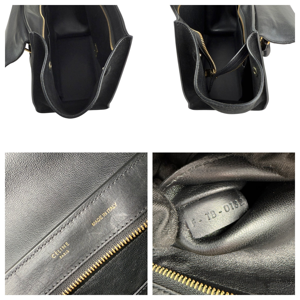 Pre-owned celine-black-leather-suede-croc-embossed-calfskin-trapeze-bag