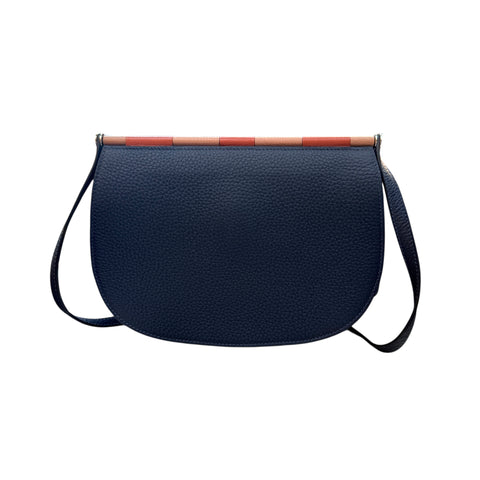 Hermes Blue Taurillon Clemence Leather Saut Hermes 25 PHW