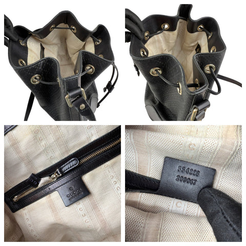 Pre-owned gucci-black-leather-diamante-bucket-bag