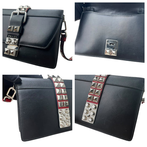 Prada Elektra Shoulder Bag Studded Leather Small