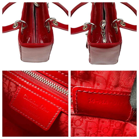 Christian Dior Lady Dior - Medium in Red, Cannage Quilted Patent