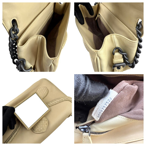Bottega Veneta Beige Intrecciato Leather Rialto Shoulder Bag